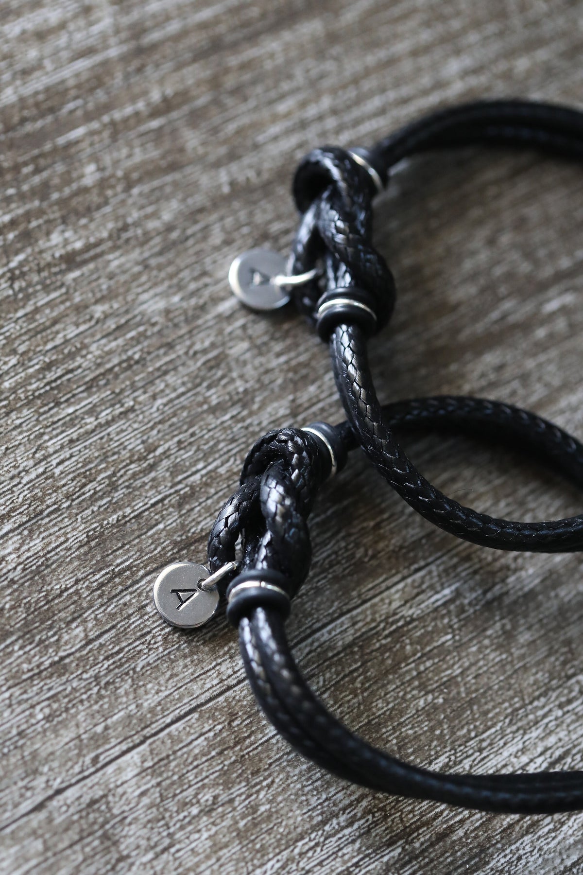 Black Knot Couple Bracelets Personalized