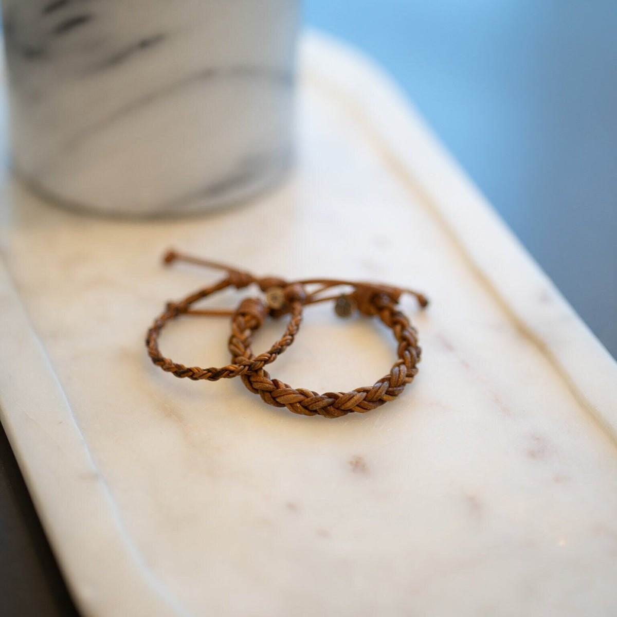 Key West II Light Brown Braided Leather Bracelet, Simple Bracelet, Couple Bracelets, His and Hers,