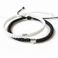 Silver Heart Black and White Couple Bracelet