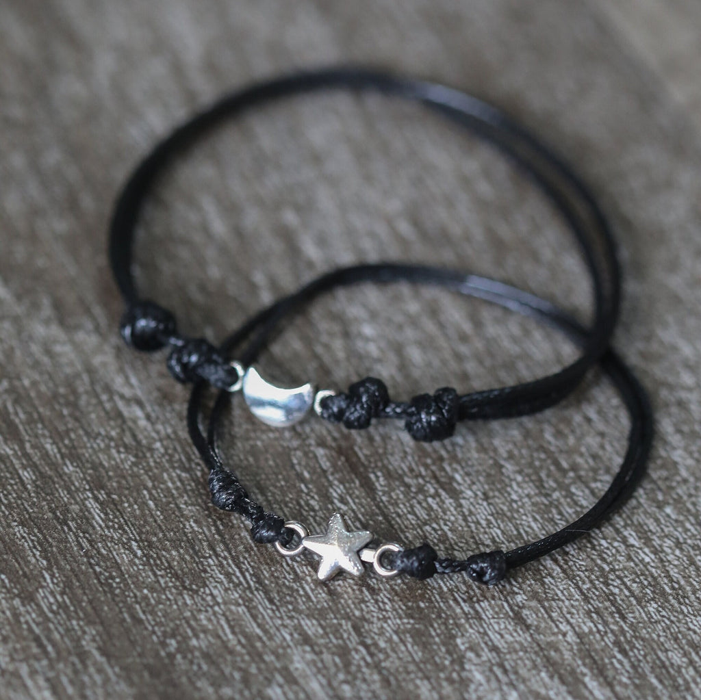 Moon and Star Couple Bracelets, His and Hers Waterproof Bracelets