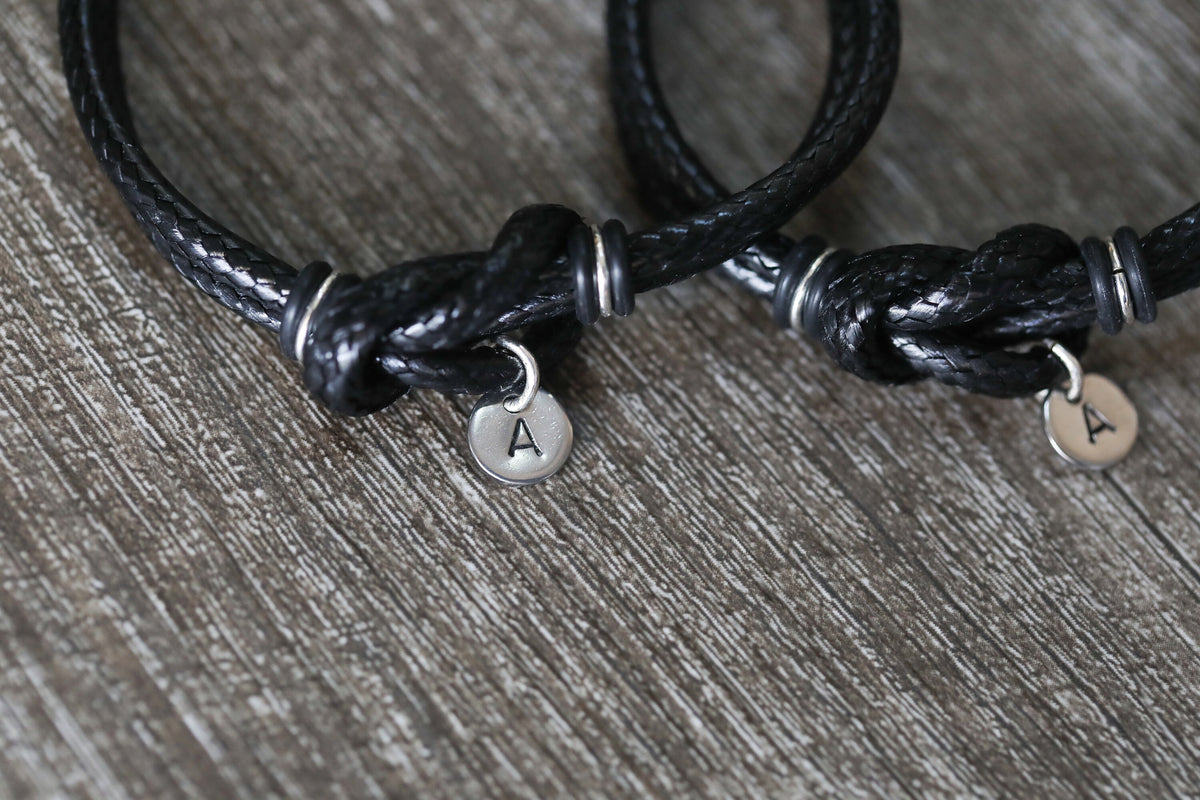 Black Knot Couple Bracelets Personalized