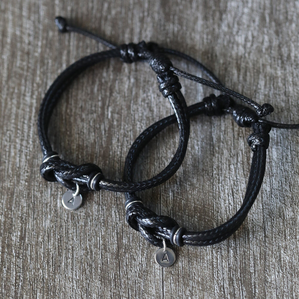 Black Knot Couple Bracelets Personalized