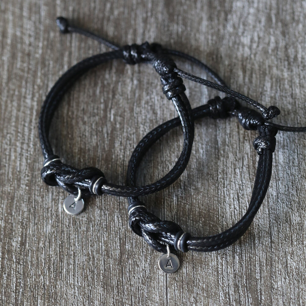 Black Knot Couple Bracelets Personalized