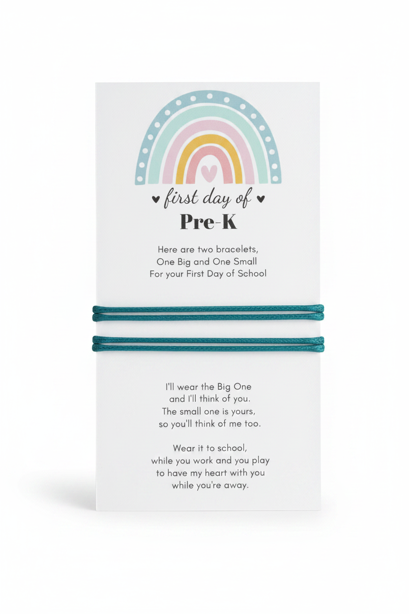 Minimalist mommy and me bracelets for first day of Pre-K adjustable waterproof cord multiple colors
