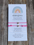 First Day of Kindergarten Gold Heart Pink Fuchsia Minimalist Family Bracelets