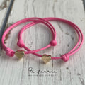 Gold Heart Pink Fuchsia Minimalist Family Bracelets