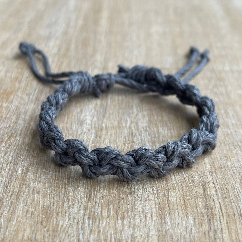 Hillsboro, Gray Macrame Bracelet, Thick Hemp Braided Bracelet