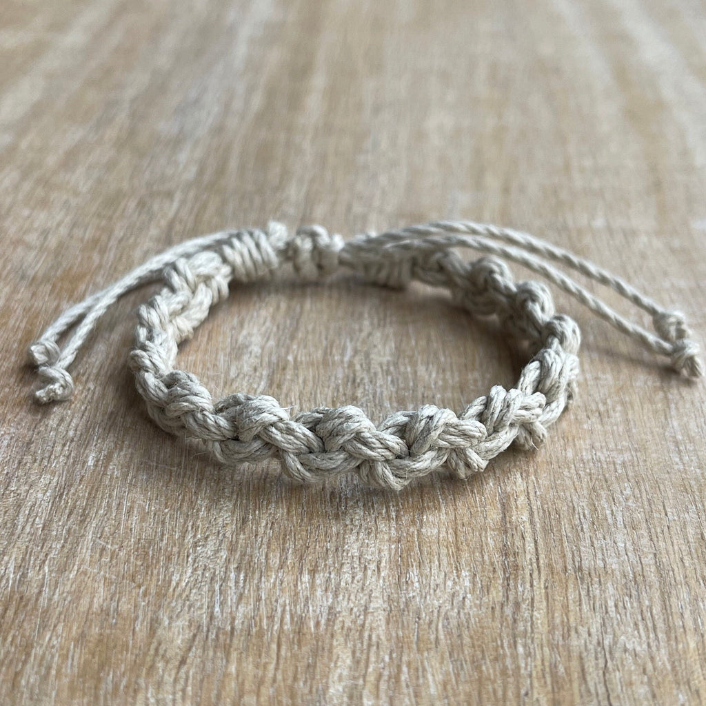 Hillsboro, Natural Macrame Bracelet, Thick Hemp Braided Bracelet