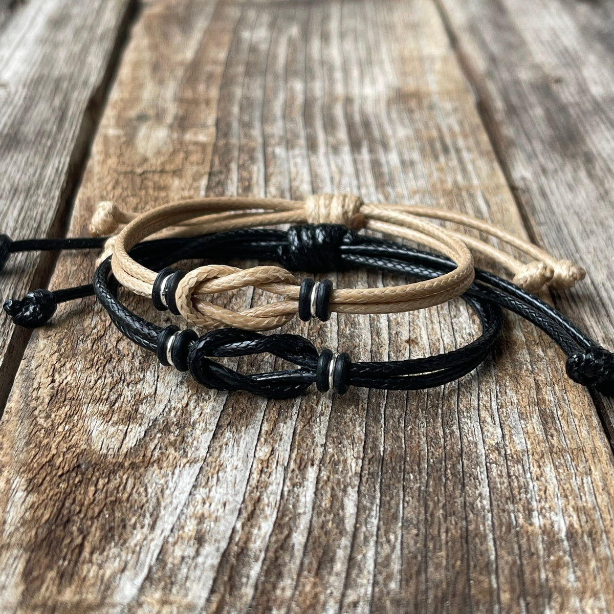 Celtic Knot Bracelets for Couples, Black and Beight, Sailor Nautical Knot