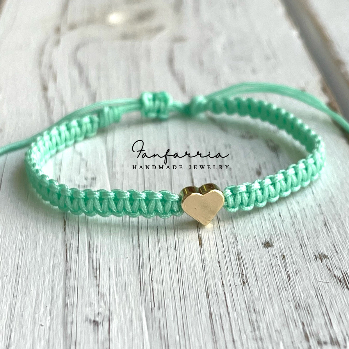Gold Heart Mint Bracelet Anklet