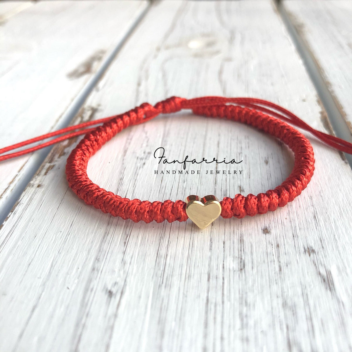 Red Heart Braided Bracelet Anklet Adjustable