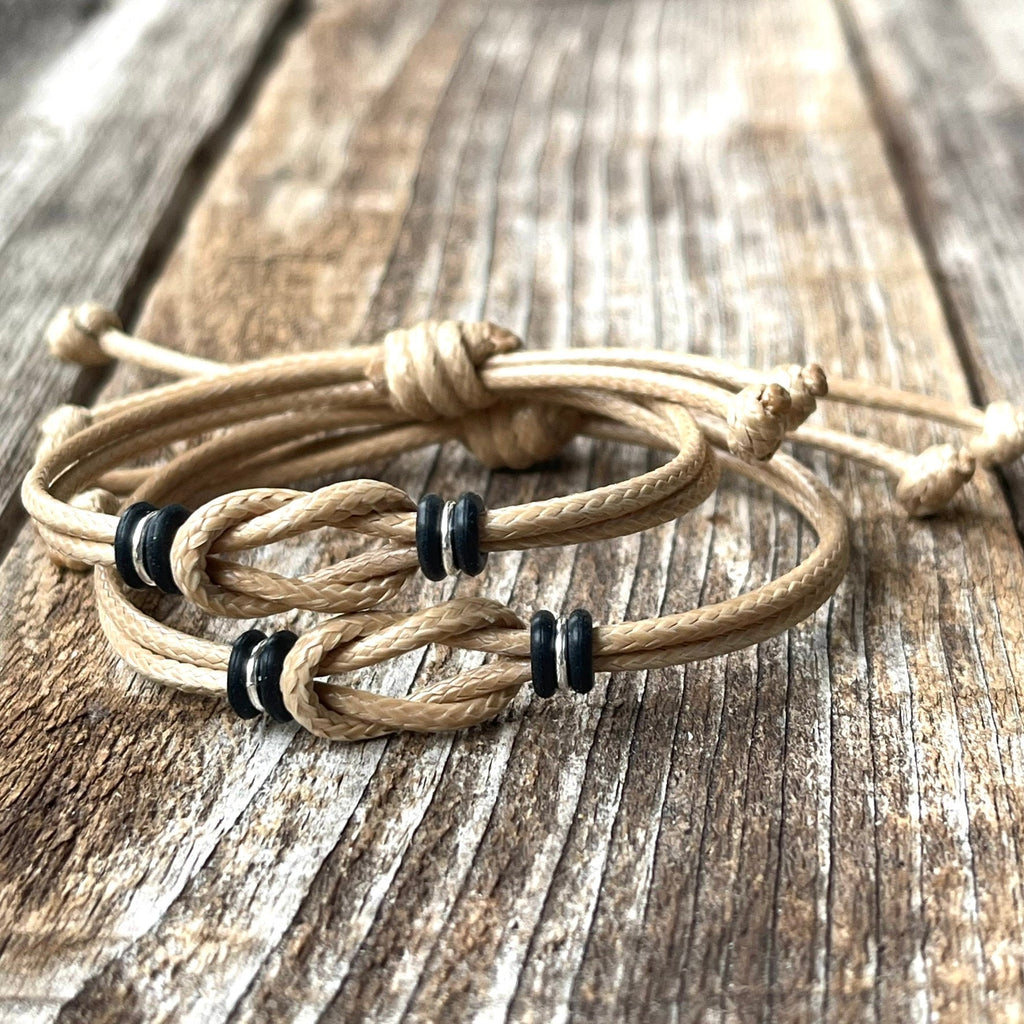 Sanibel Celtic Knot Couple Matching Beige Tan Bracelets