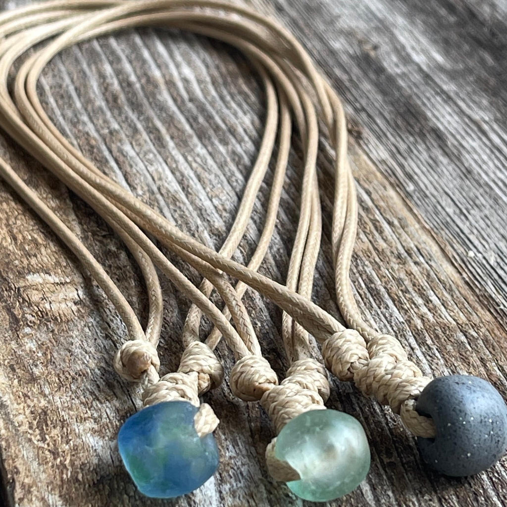 Sea Glass Necklace ‚Äì Adjustable Surfer Cord Necklace for Beach Lovers, Men or Women, Eco-Friendly Gift, Handmade in Florida