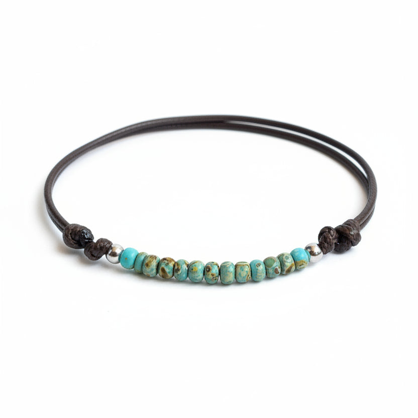 Picasso Turquoise Czech Glass Beads Anklet Bracelet