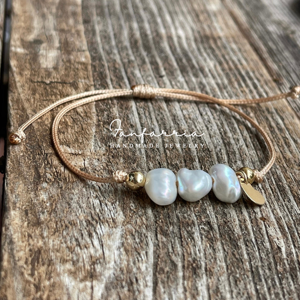 Freshwater Three Pearl Anklet Bracelet, Gold Anklet Adjustable Waterproof
