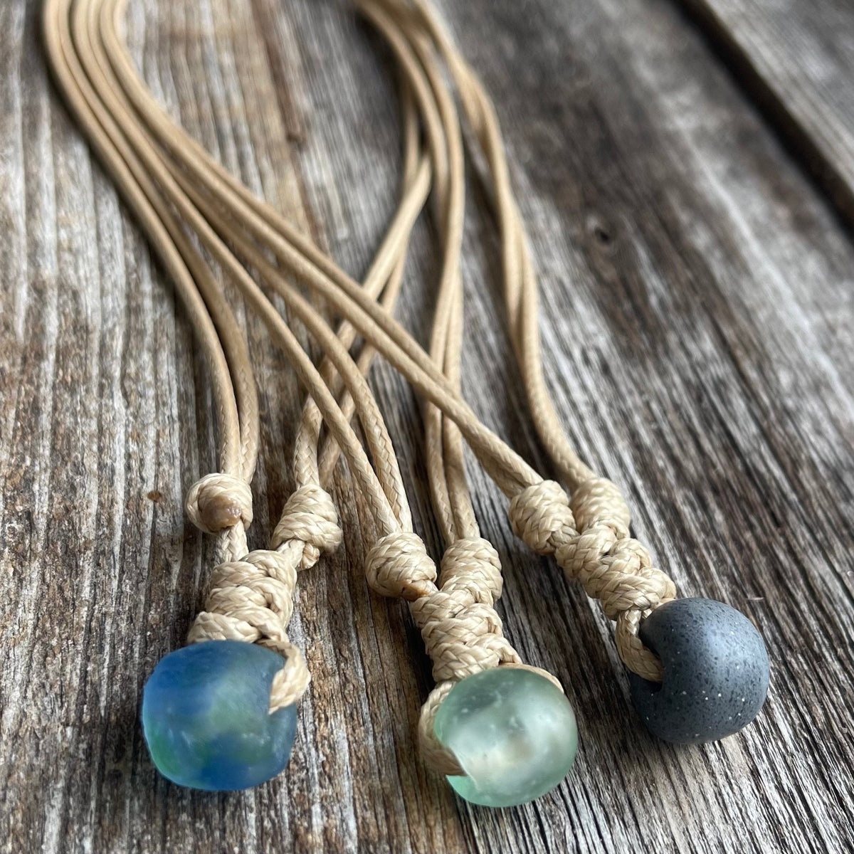 Sea Glass Necklace ‚Äì Adjustable Surfer Cord Necklace for Beach Lovers, Men or Women, Eco-Friendly Gift, Handmade in Florida