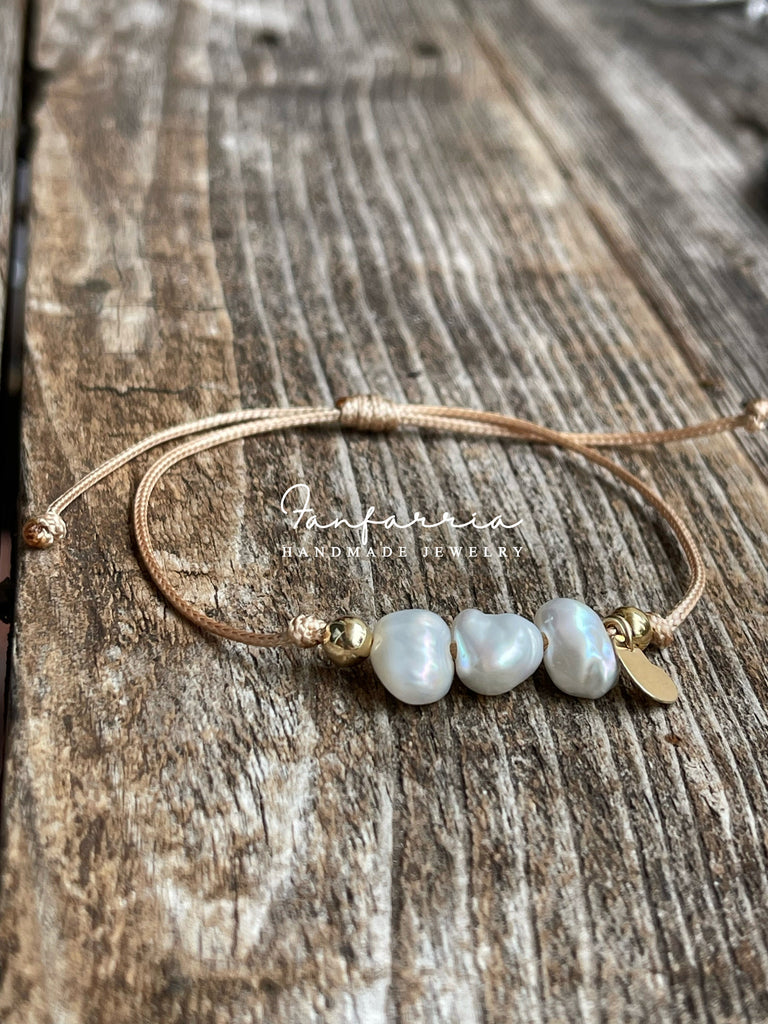 Freshwater Three Pearl Anklet Bracelet, Gold Anklet Adjustable Waterproof
