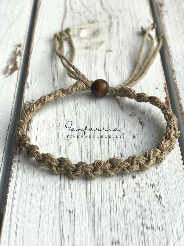 Shell Key, Sage Green Hemp Anklet Bracelet Macrame Eco-Friendly Jewelry