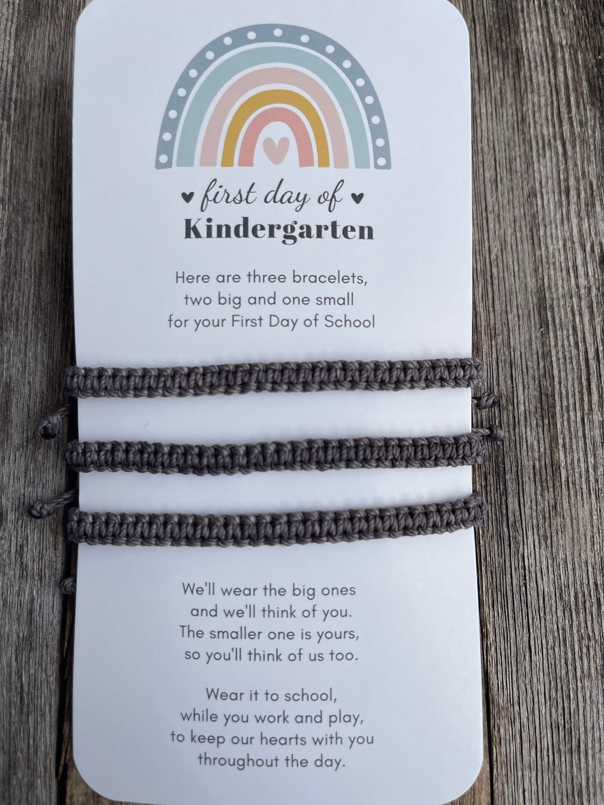 First Day of Kindergarten Bracelets - Gray Family Set 2 Adults 1 Kid, Waterproof Matching