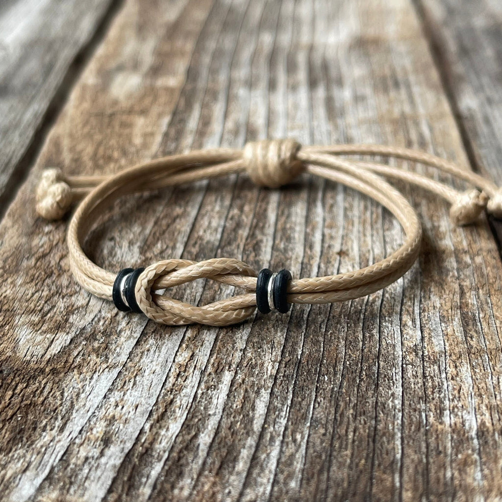Adjustable Knot Bracelet, Tan Cord Bracelet for Couples, Minimalist Unisex Beach Bracelet, Handmade Waterproof Friendship Gift