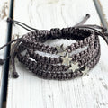 Gray Macrame Star Bracelet, Adjustable Cord Bracelet for Family or Friends, Matching Waterproof Jewelry