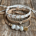 Pearl Heart Bracelet Set, Adjustable Handmade Bracelets with Authentic Pearls & Gold Filled Charms