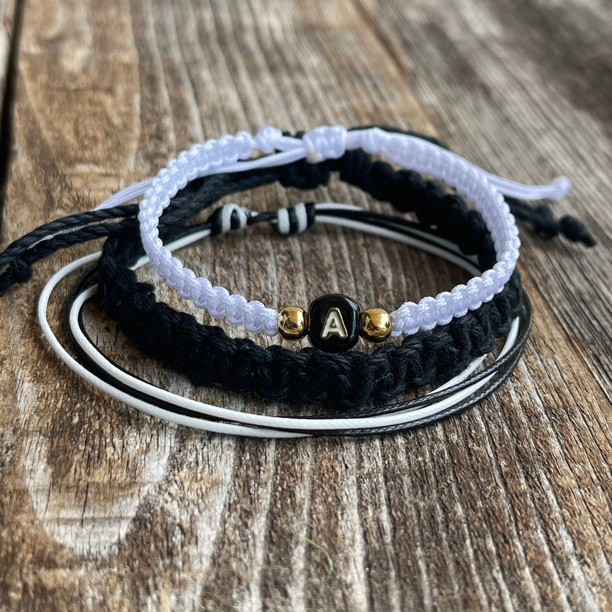 Colorblock Black and White Monogram Stack - Set of 3