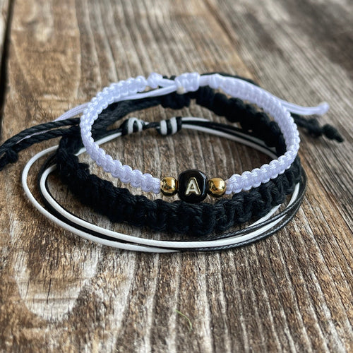 Colorblock Black and White Monogram Stack - Set of 3