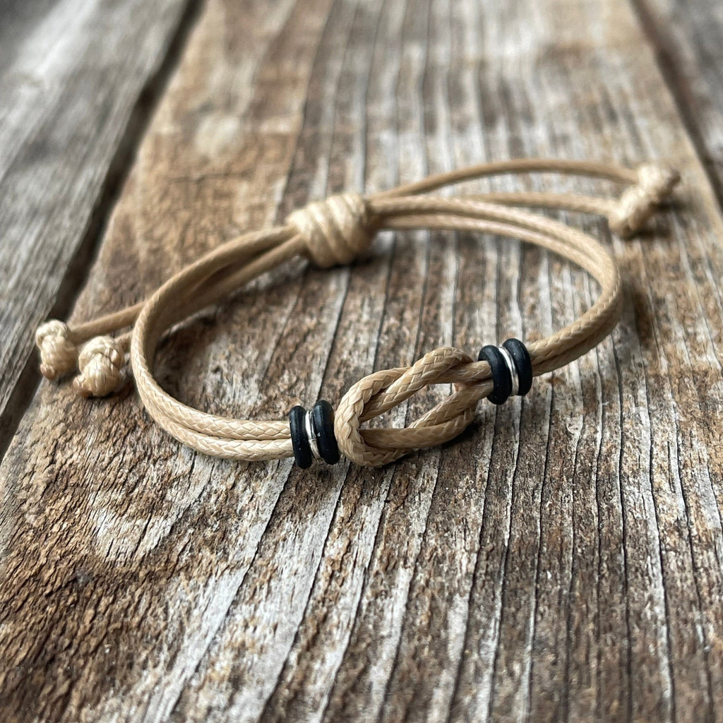 Adjustable Knot Bracelet, Tan Cord Bracelet for Couples, Minimalist Unisex Beach Bracelet, Handmade Waterproof Friendship Gift