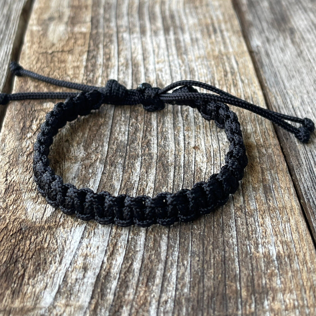 Macrame Black Braided Bracelet Adjustable Waterproof, Marathon