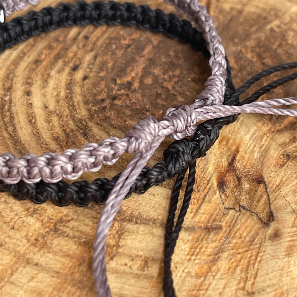 Marathon, Couple Bracelets, Initial, Black and Gray His and Hers, Distance, Love Knot, Anniversary gift, Matching Bracelet