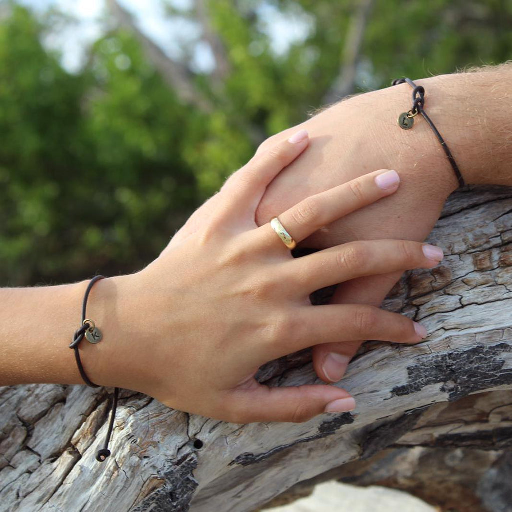 Personalized Infinity Knot Couple Bracelets, Dark Brown Leather, Anniversary Gift