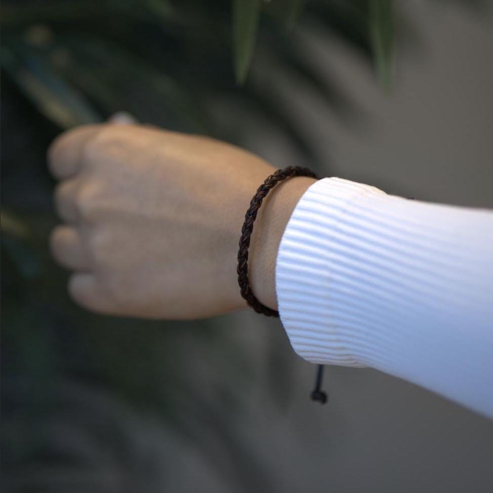 Dark Brown Braided Leather Bracelet, Key West I Collection