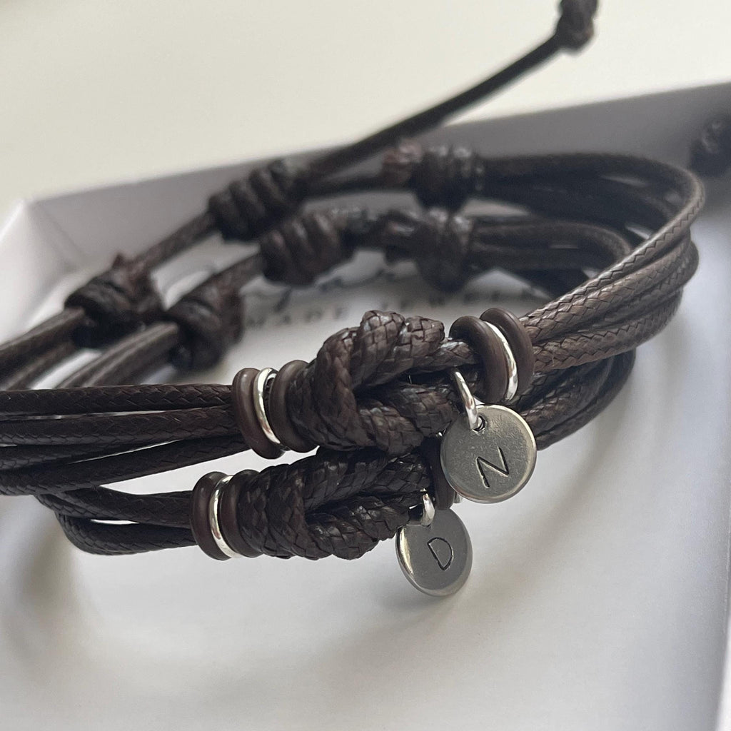 Forever Brown Couple Bracelets, Personalized, His and Hers