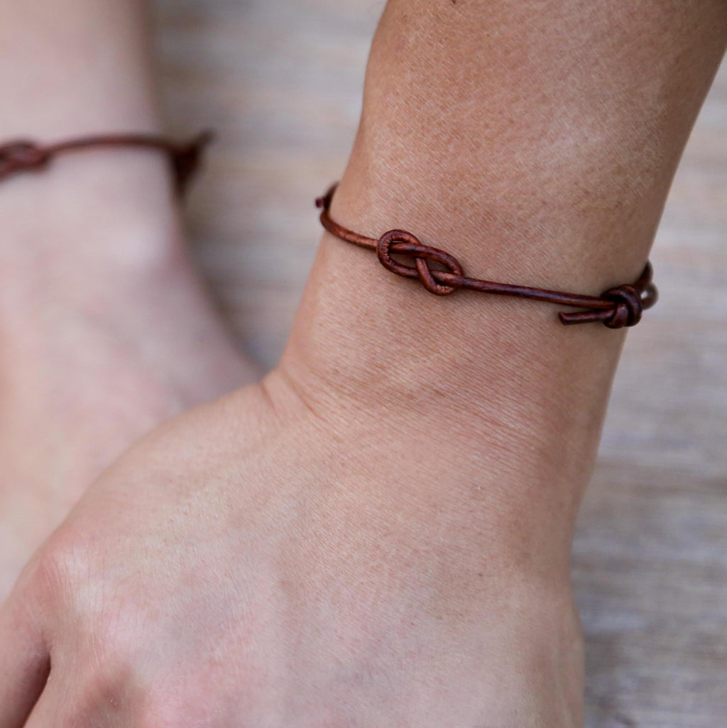 Lovers Key Leather Infinity Knot Bracelet