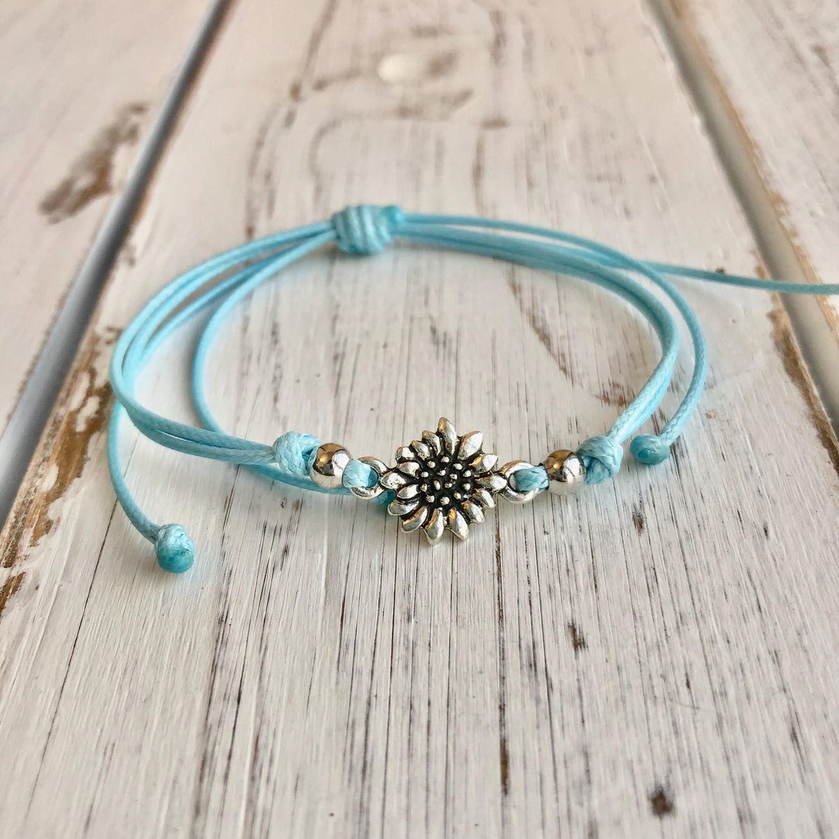 Sunflower Light Blue Bracelet Anklet Waterproof