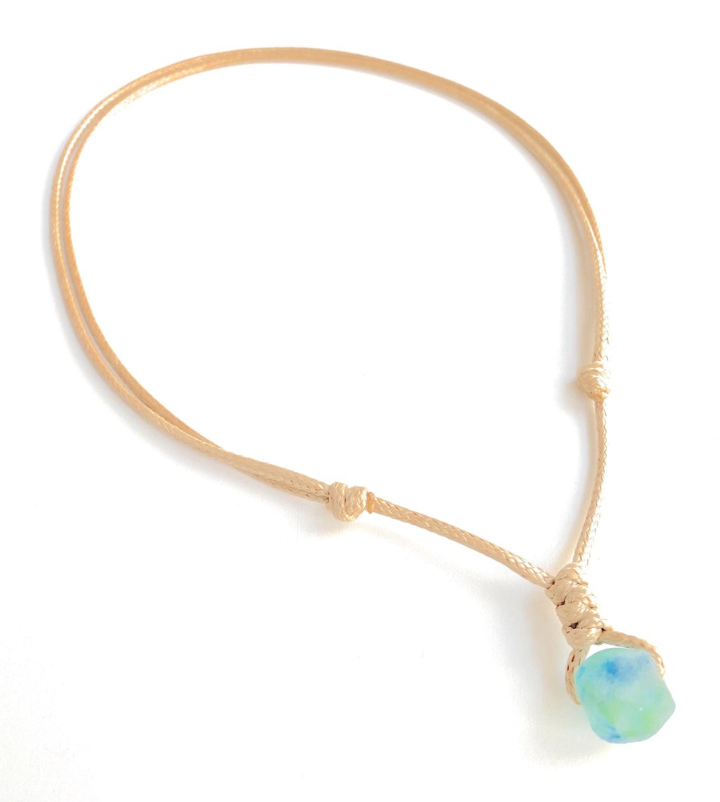 Surfer Turquoise Seaglass Necklace Beach Choker
