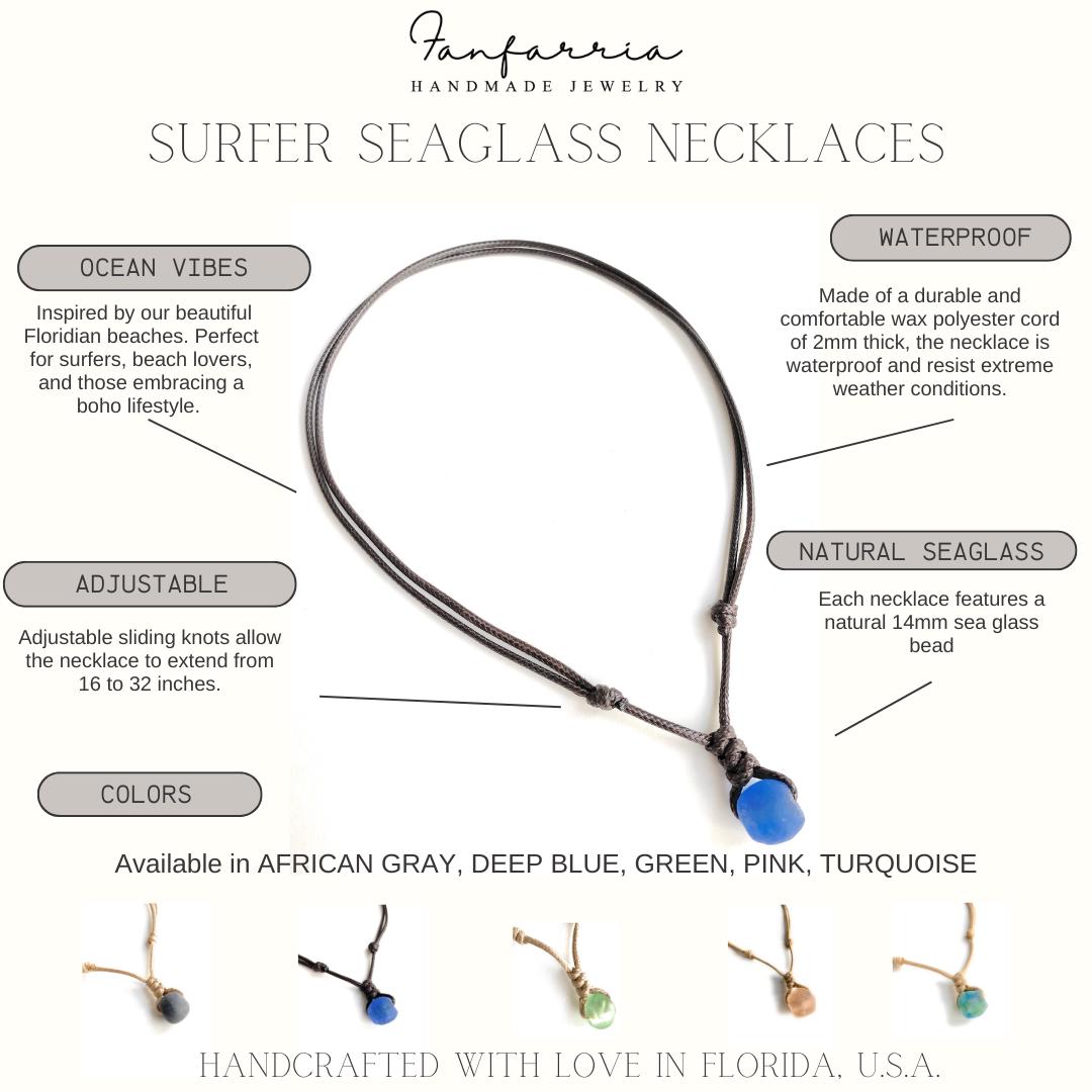 Surfer Gray Bead Brown Necklace Adjustable