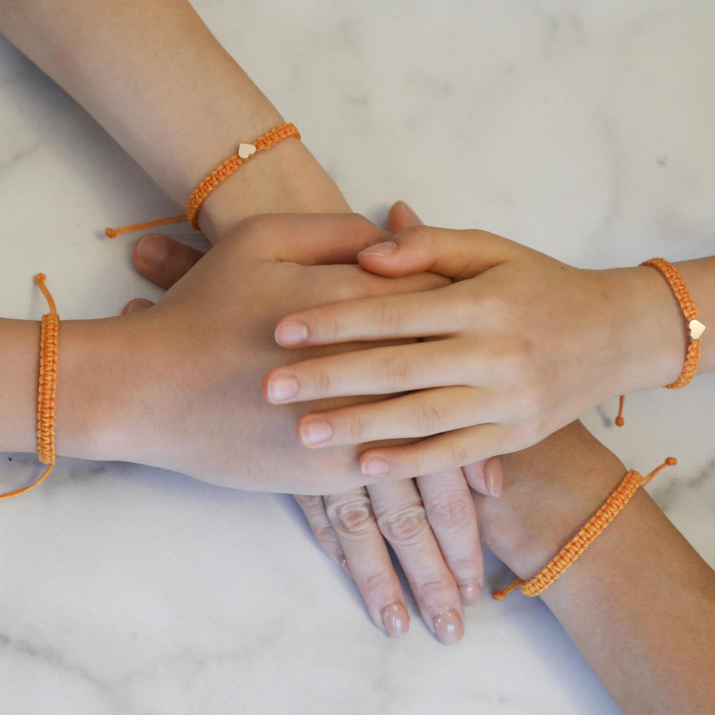 Silver Heart Family Bracelets Black Matching Bracelets