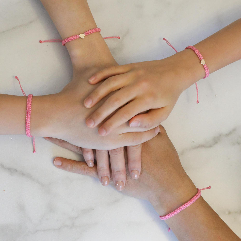 Silver Heart Family Bracelets Black Matching Bracelets