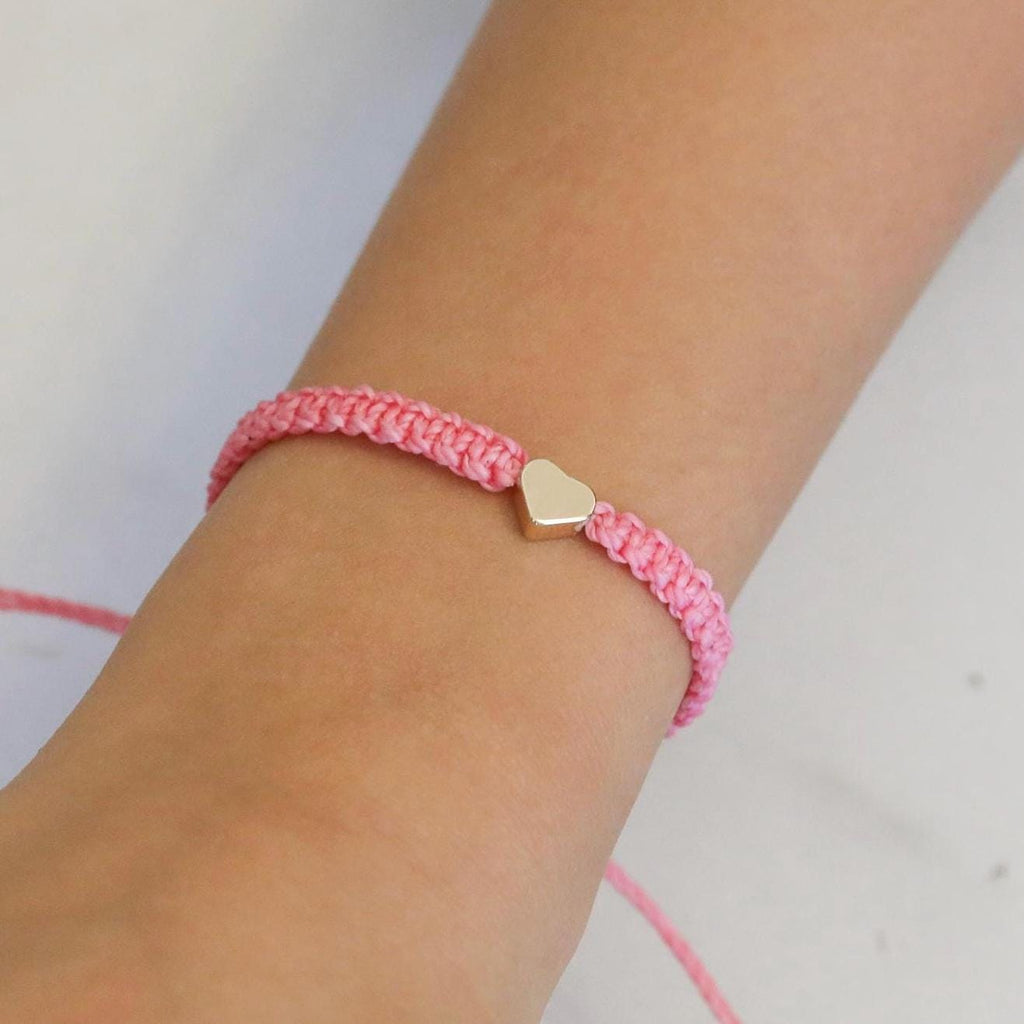 Mommy and Me Pink Matching Bracelets Gold Heart Charm by Fanfarria