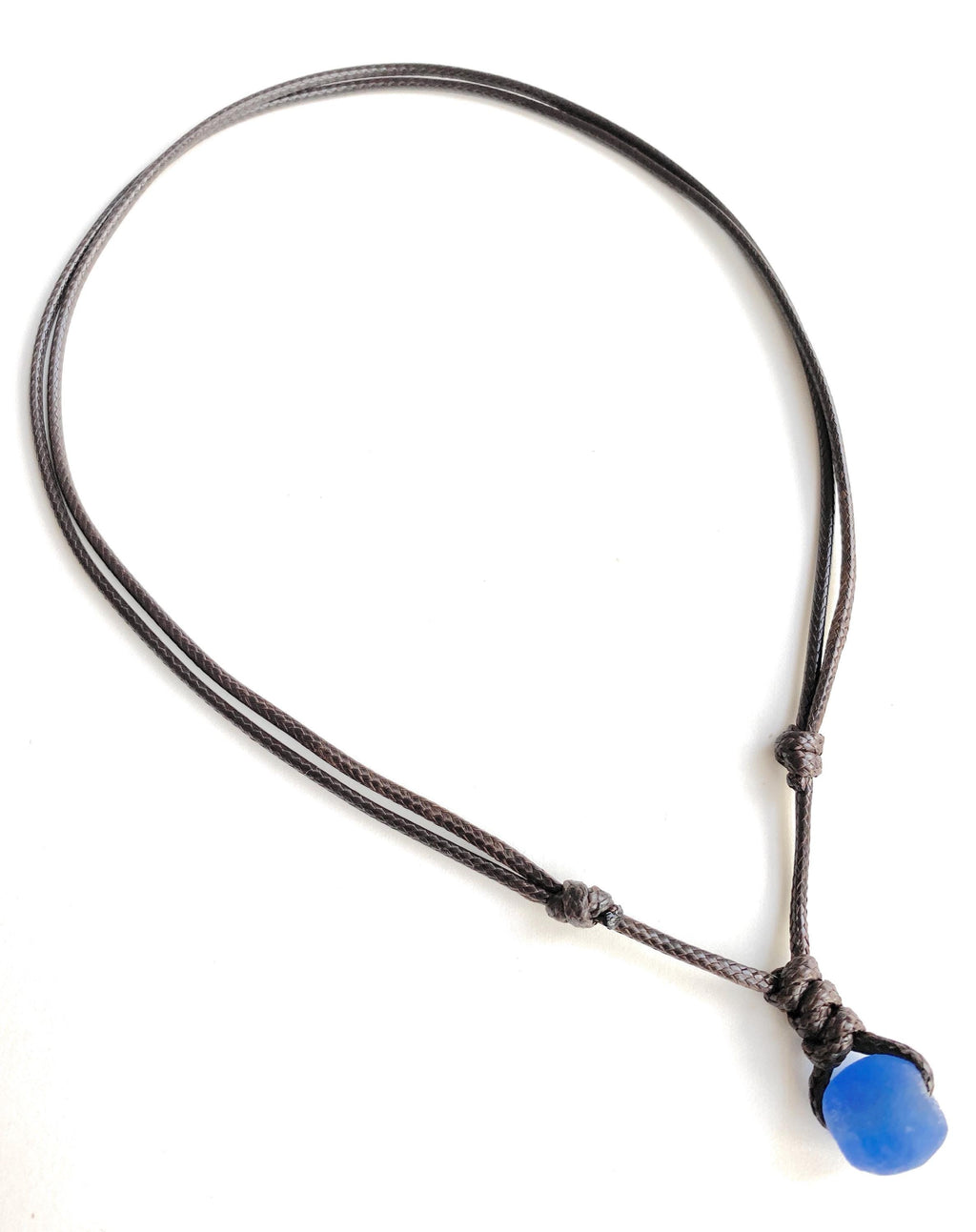 Surfer Deep Blue Seaglass Necklace Beach Choker