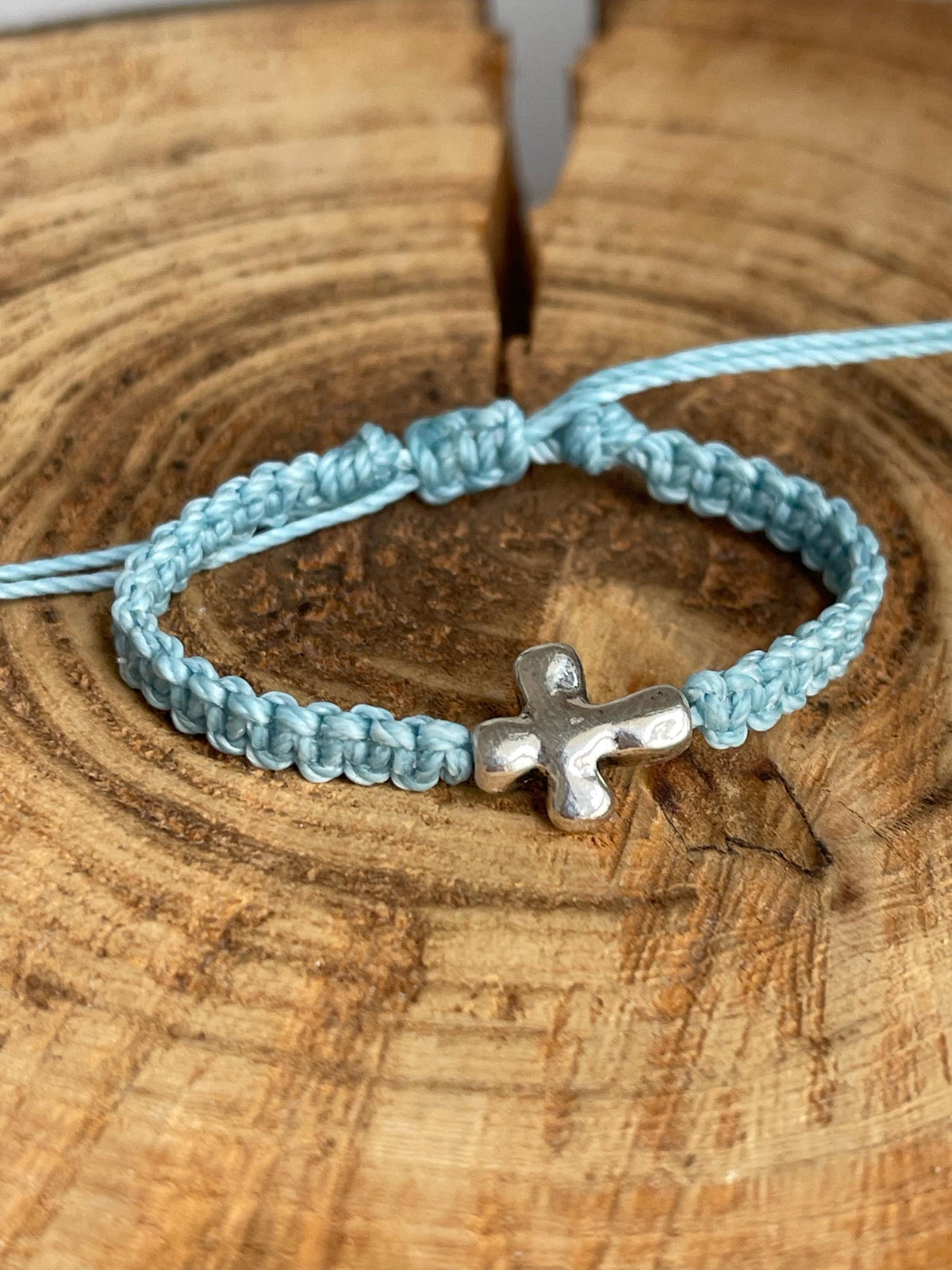Mommy and me Silver Cross Macrame bracelets First Communion Baptism Christian Gifts by Fanfarria