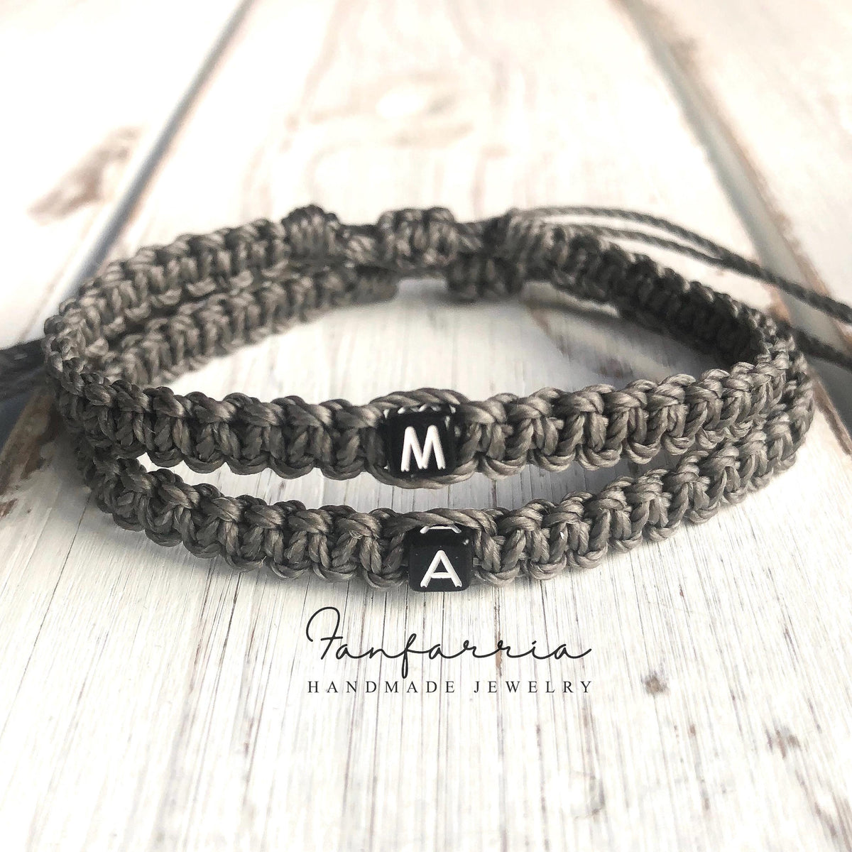 Initial Gray Matching Couples Bracelets Personalized