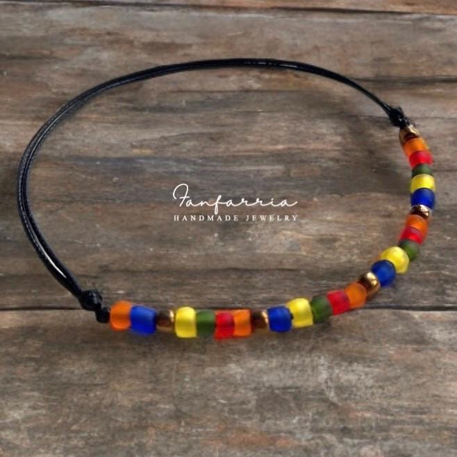 Beaded Colorful Adjustable Anklet Bracelet, Waterproof