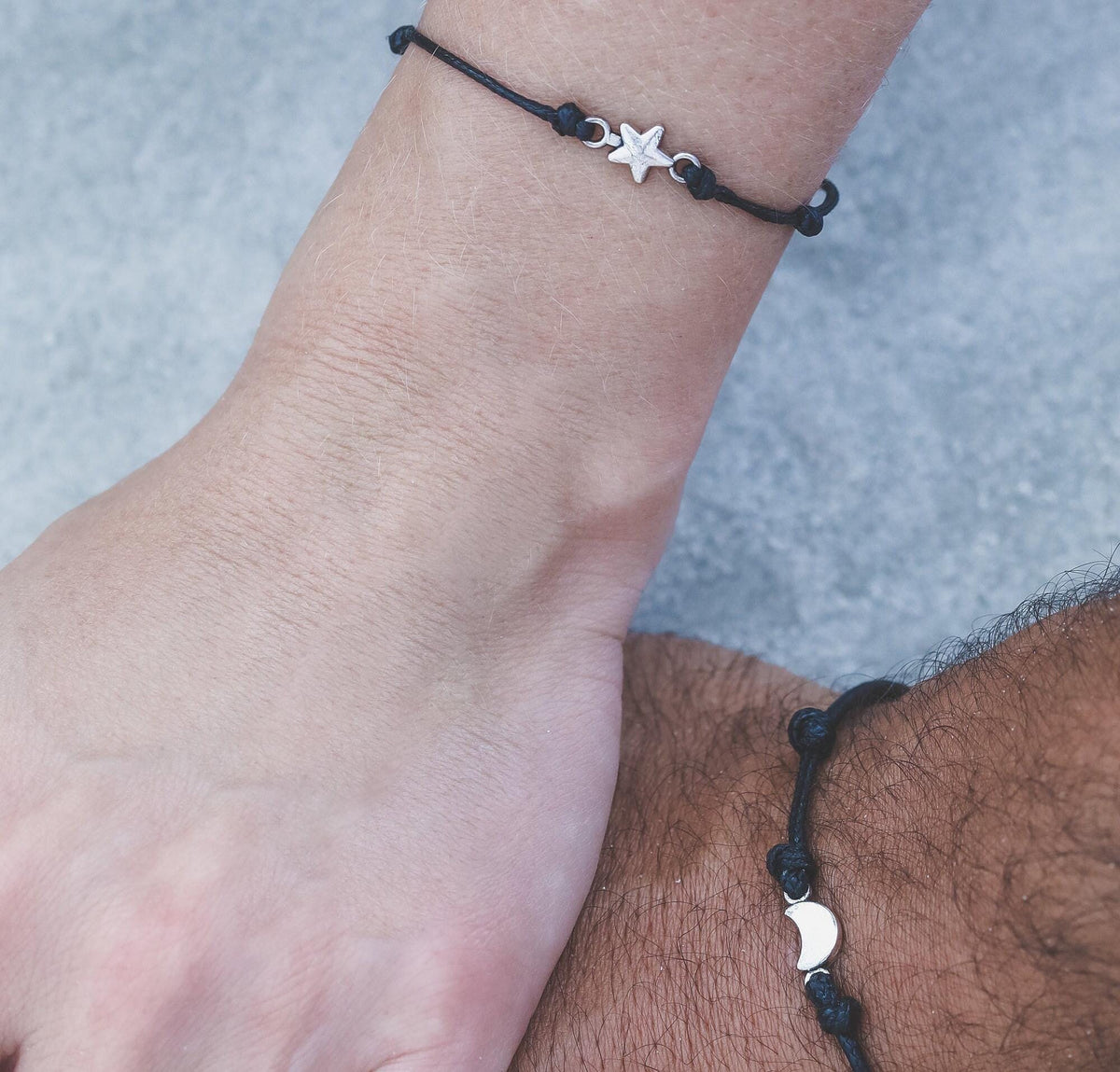 Moon and Star Couple Bracelets, His and Hers Waterproof Bracelets