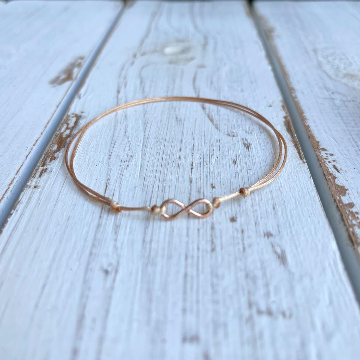 Infinity Gold Sterling Silver Beach Anklet, Waterproof Adjustable