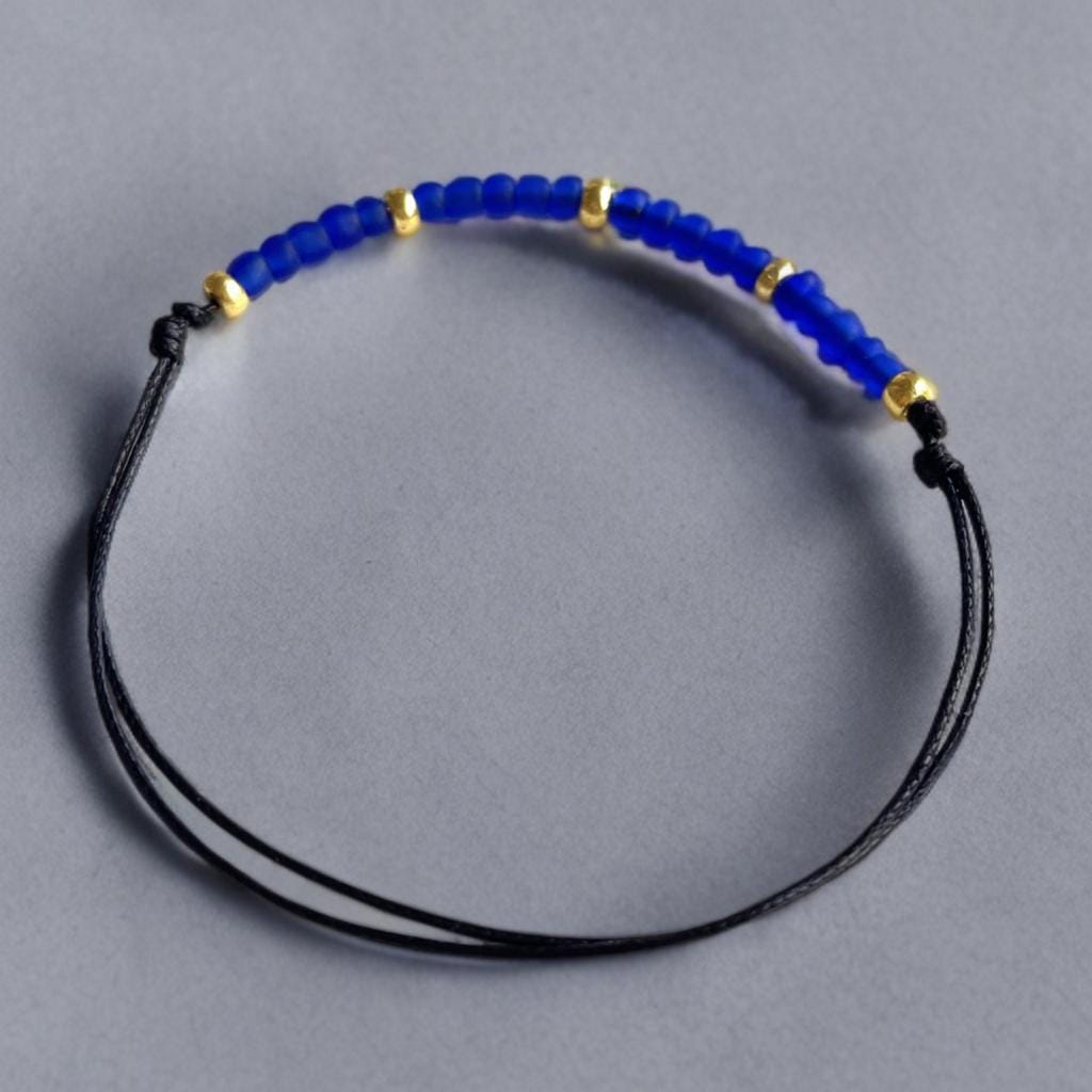 Blue Beaded Adjustable Waterproof Anklet, Waterproof, Seashore
