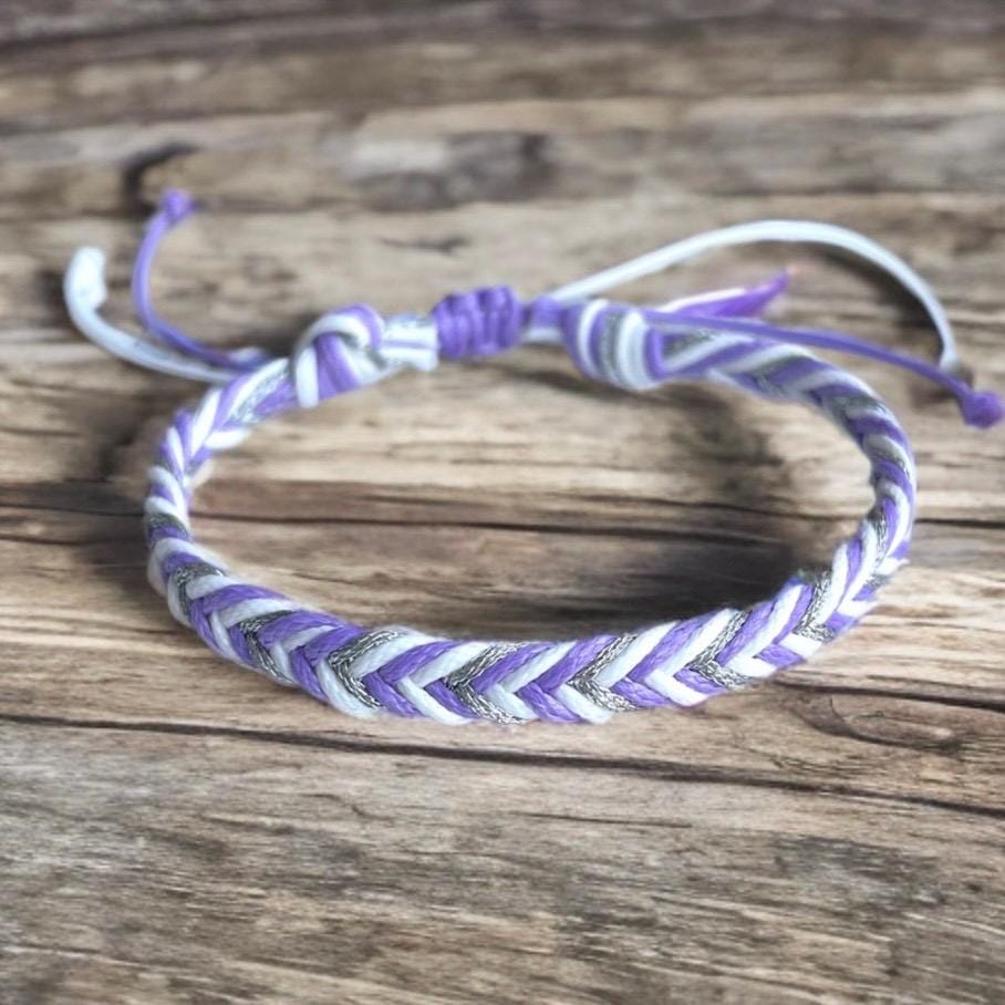 Dania, Purple Braided Anklet Bracelet