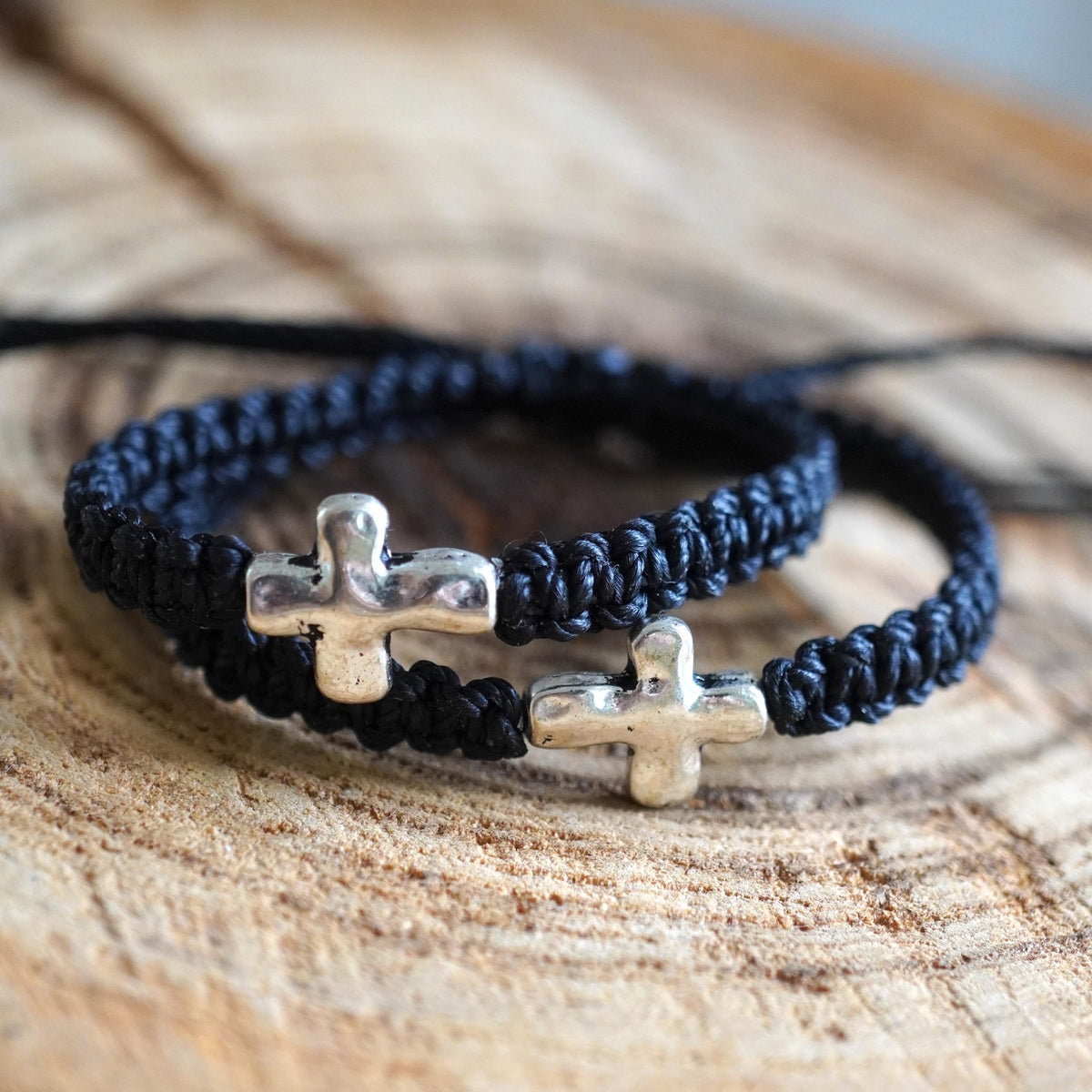 Mommy and me Silver Cross Macrame bracelets First Communion Baptism Christian Gifts by Fanfarria